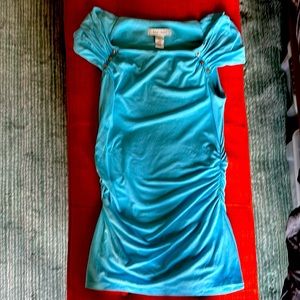 WHBM Light blue, long fitted top with accents :)